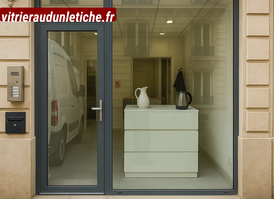Façade vitrine de magasin en aluminium sur mesure à Audun-le-Tiche